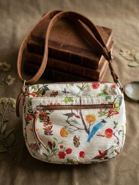Bueno Vintage Style Floral & Bird Crossbody Bag